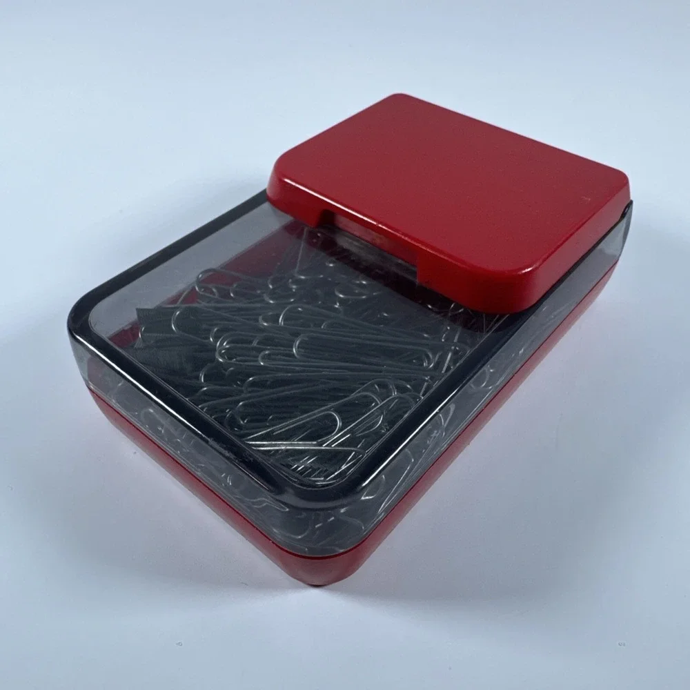 Vintage Dahle Red Paper Clip Holder Dispenser Made In Germany Desk Accessory